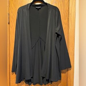 Nina Leonard Black Open-Front Draped Cardigan